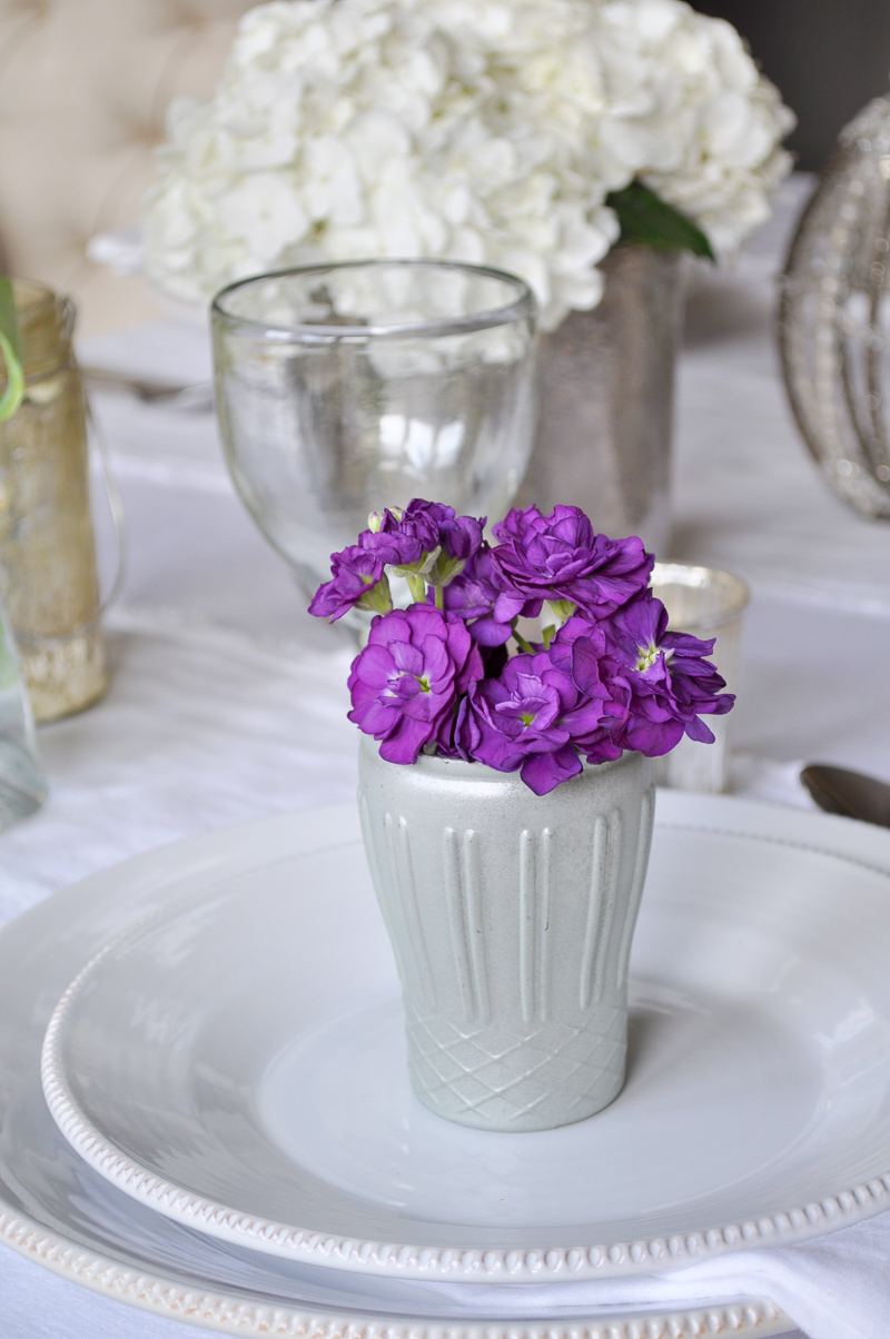 Easter Place Setting Tablescape with Flowers Dining Room