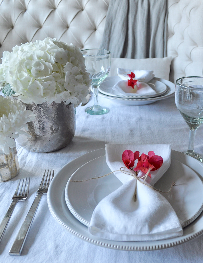 Place Setting with Flowers Tablescape Dining Room