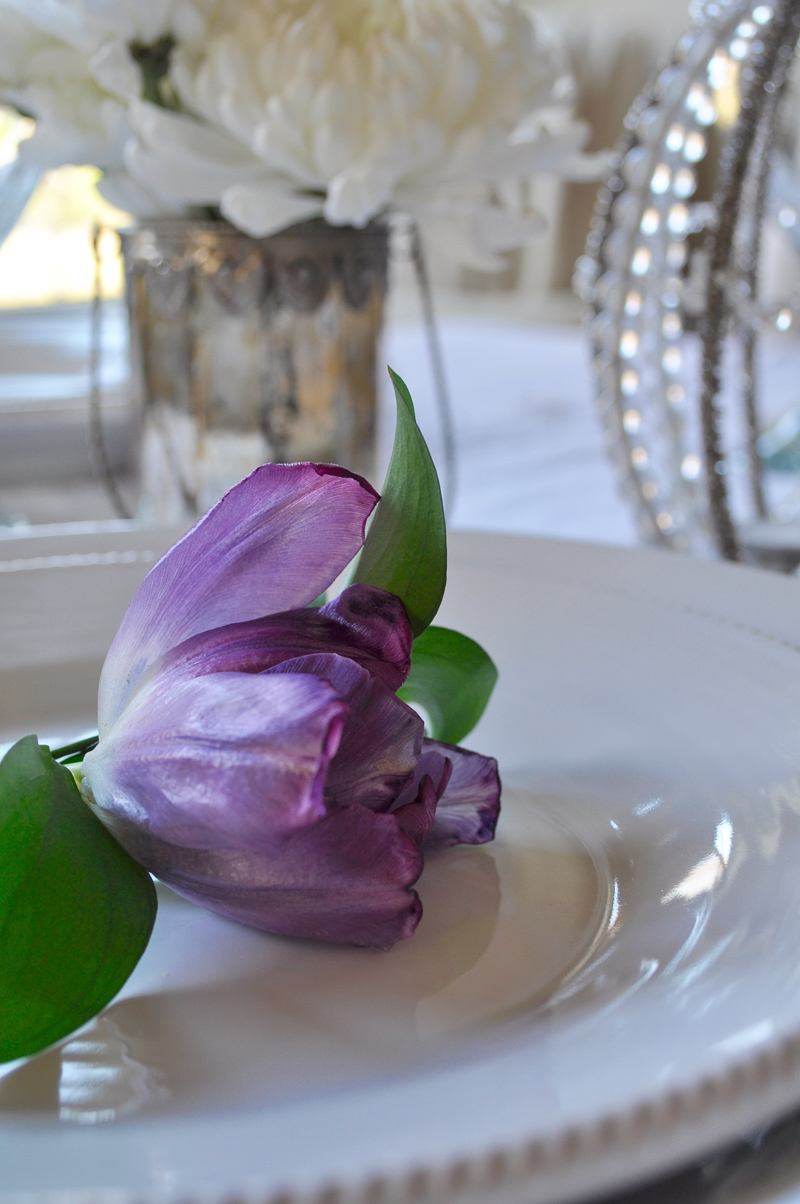 Place Setting with Flowers Tablescape Dining Room