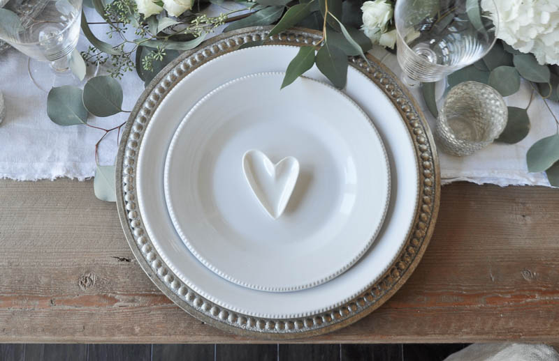 White Place Setting with Silver Charger