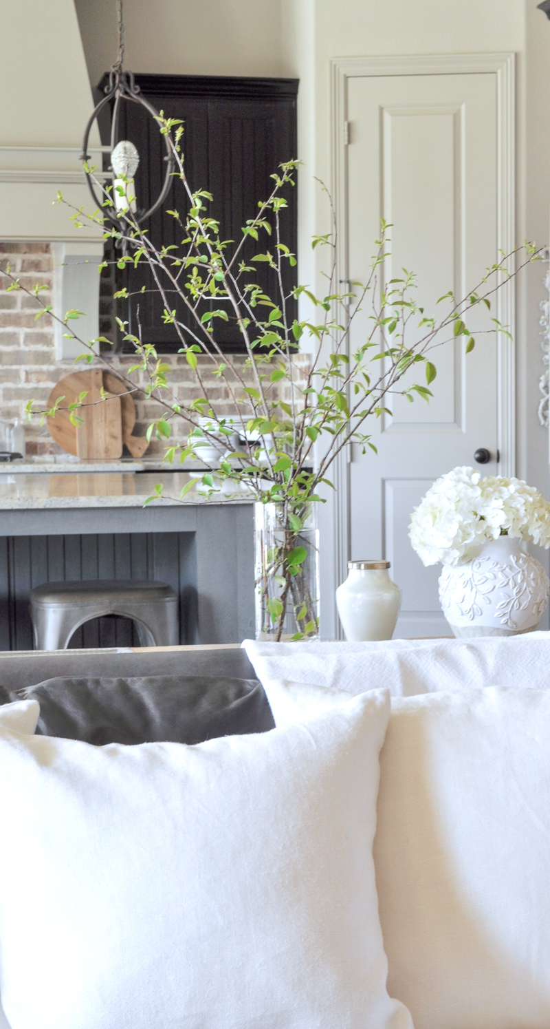 Natural Spring Decor with Fresh Cut Branches in Glass Vase Kitch