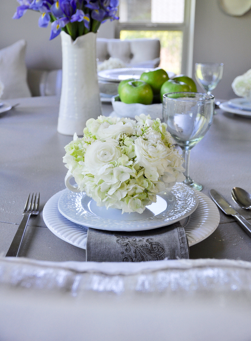 teacups filled with white flowers for shower luncheon wedding-2