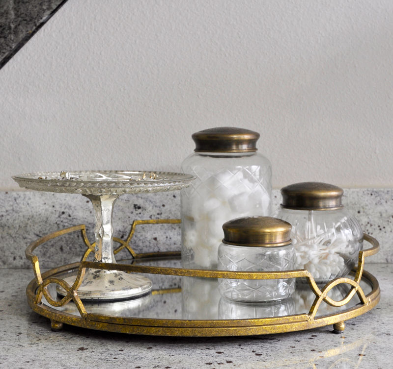 Beautiful Gold Bathroom Counter Tray with Accesories _