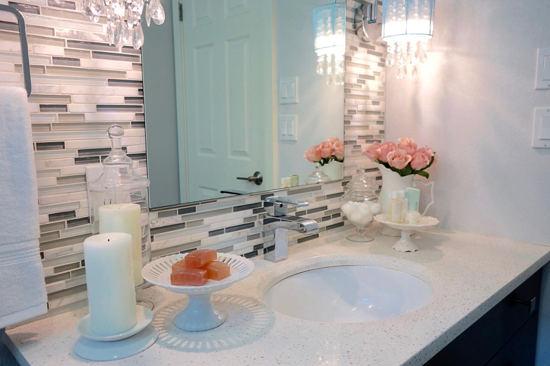 Cake Stand for Soaps in Beautiful Bathroom by Too Chic for Words