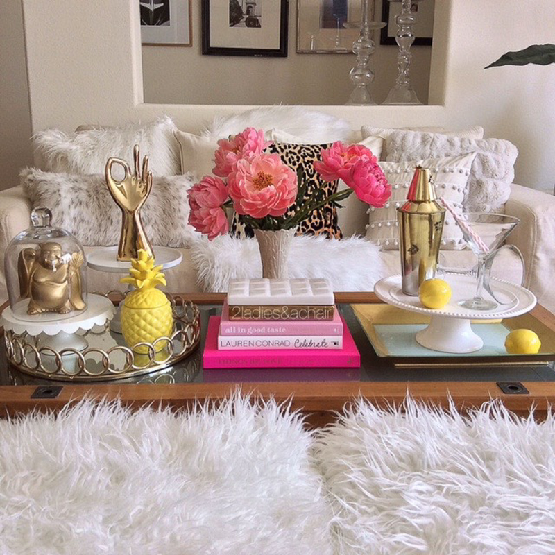 Cake Stands on Coffee Table as Decor and a Drink Holder by 2 Ladies and a Chair