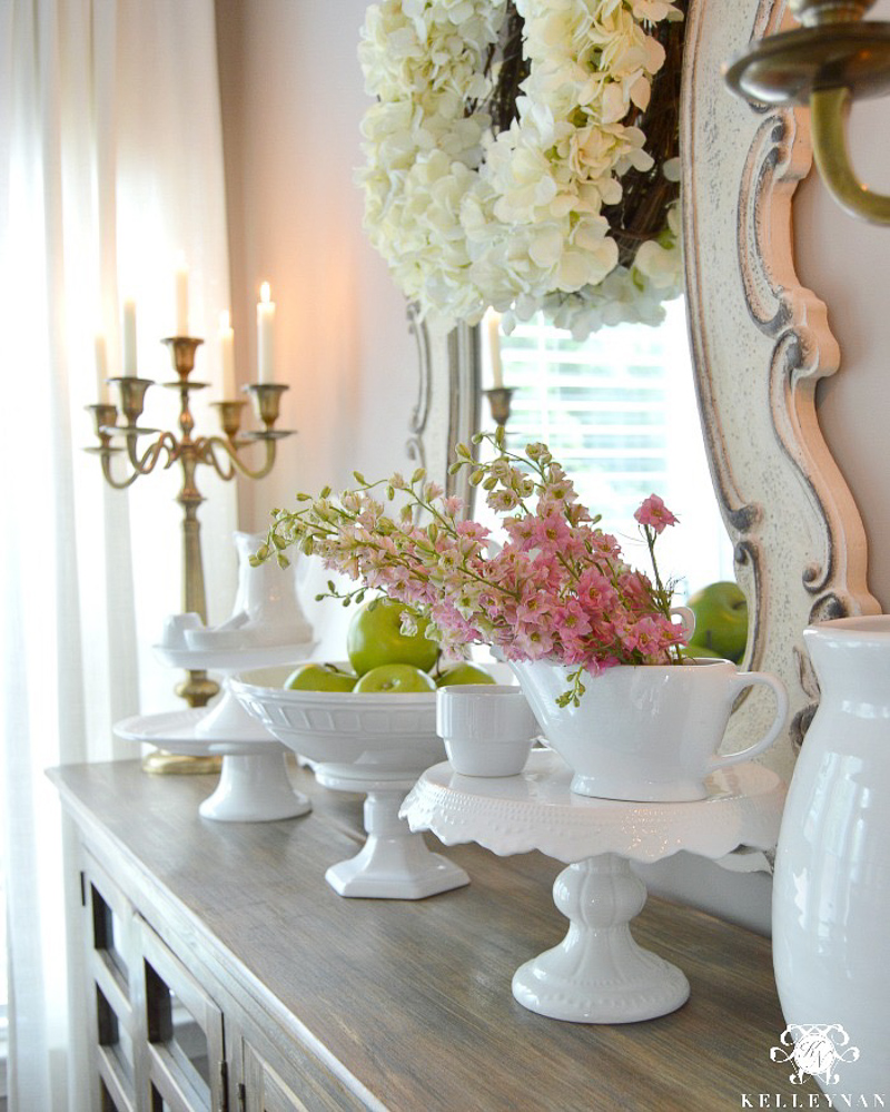 Cake Stands with Flowers and Apples by Kelley Nan