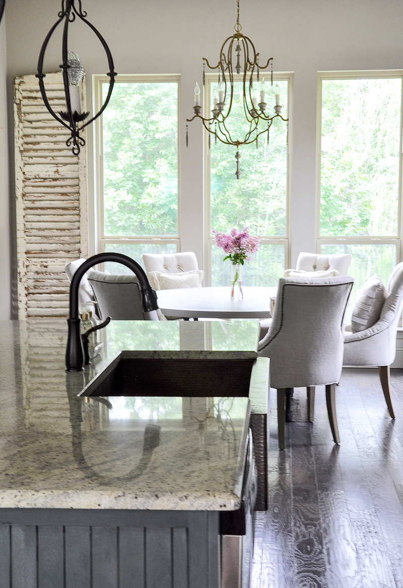 Beautiful kitchen view into sunny breakfast nook