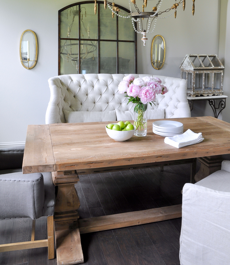 Summer Home Tour Beautiful Pink Peonies in Dining Room_