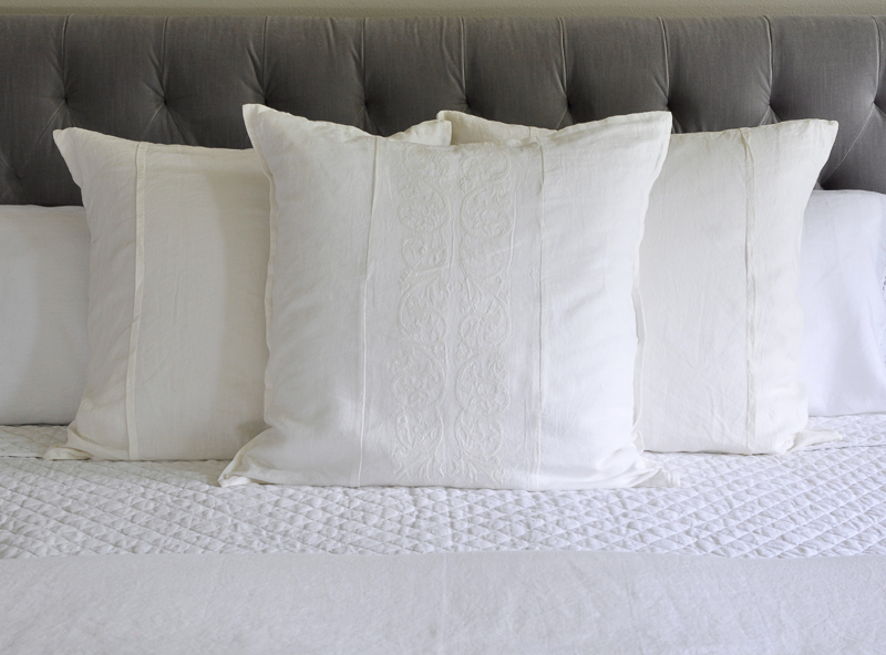 adding euro shams to all white summer bed