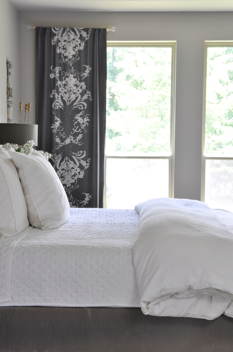 96 romantic gray and white bedroom with linen bedding