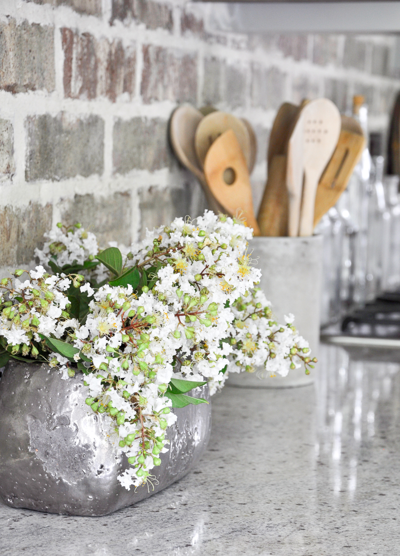 flowers from yard on kitchen counter