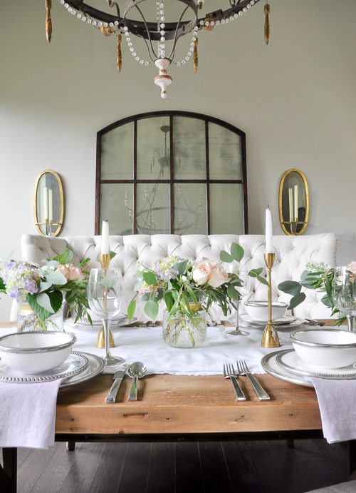 Beautiful white dining room with restoration hardware furniture