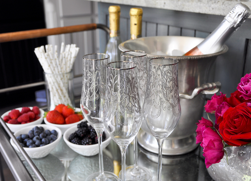 champagne-station-on-a-bar-cart-for-a-bridal-shower-so-beautiful