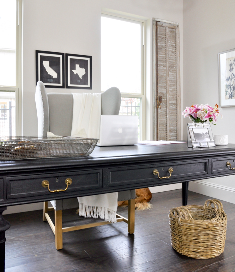 Home office black restoration Hardware desk