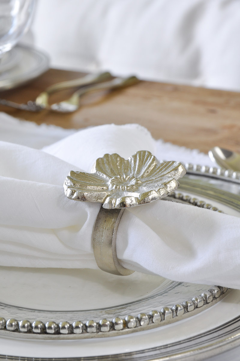 silver flower napkin ring