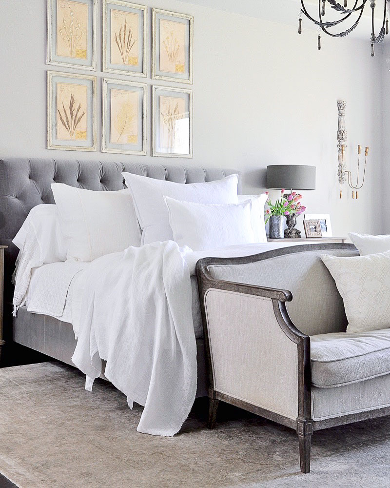 Love the bedding! White linen is perfect for the One Room Challenge 