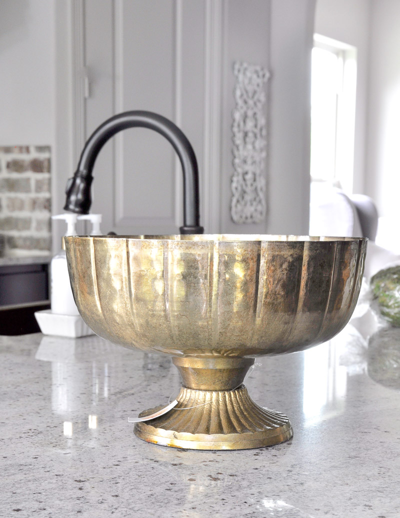 brass pedestal bowl for arrangement 