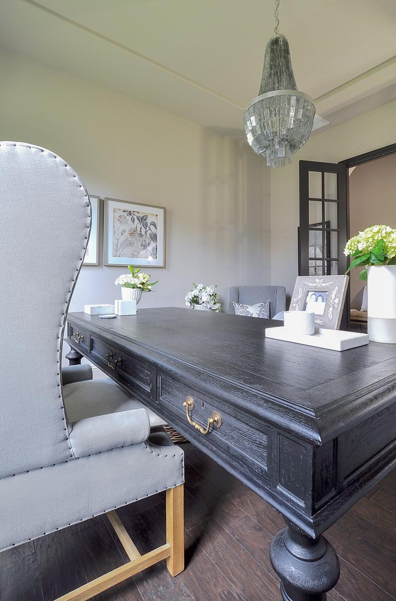 Home Office - Updated With a Beautiful Chandelier - Decor Gold Designs