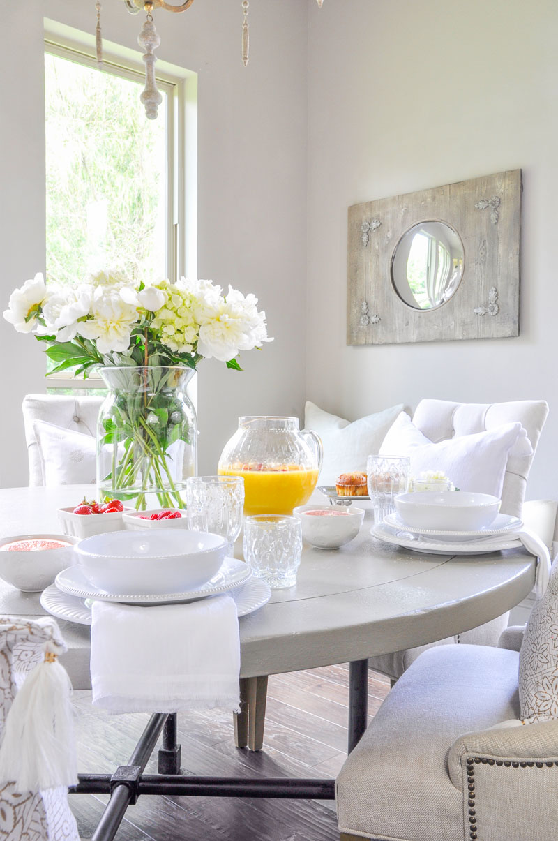 breakfast table and food