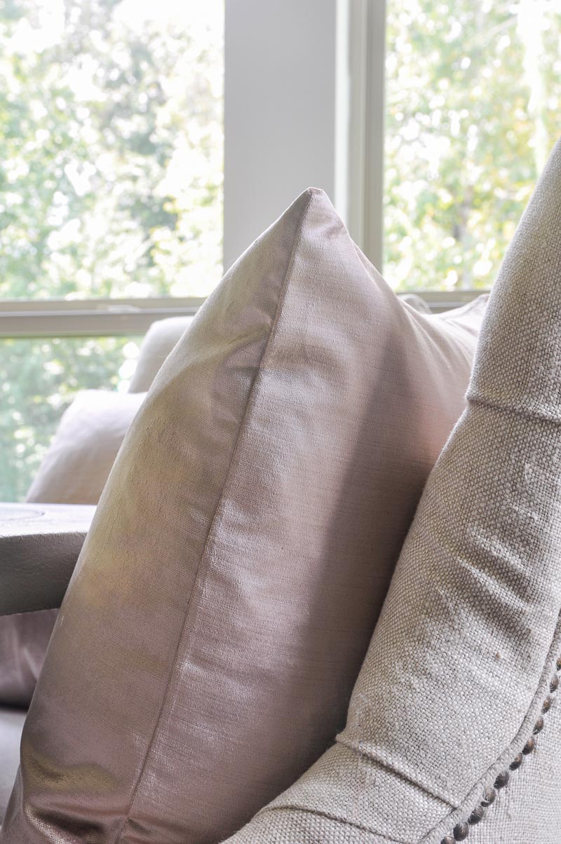 blush pink velvet pillow