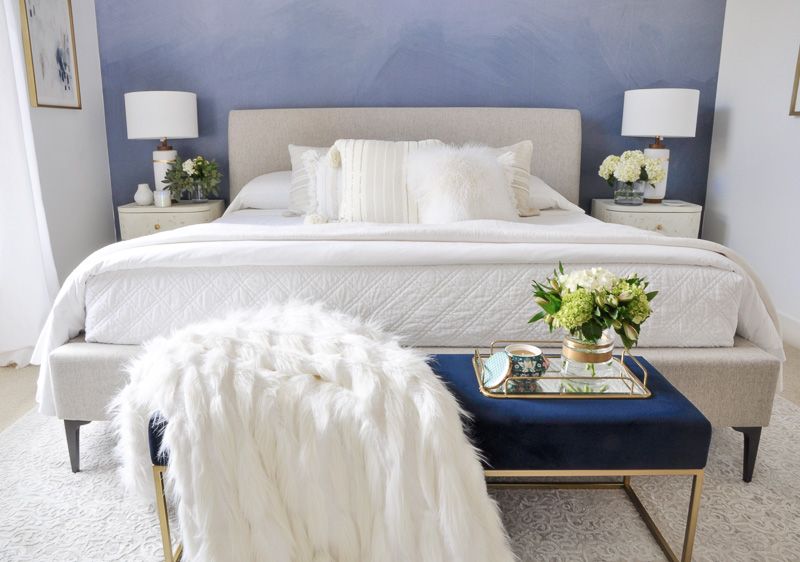 blue and white bedroom 