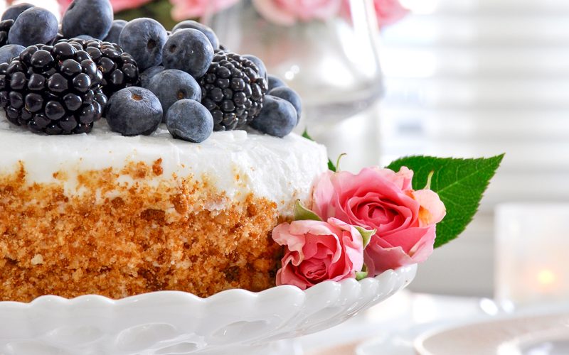 Valentines Day cake with berries