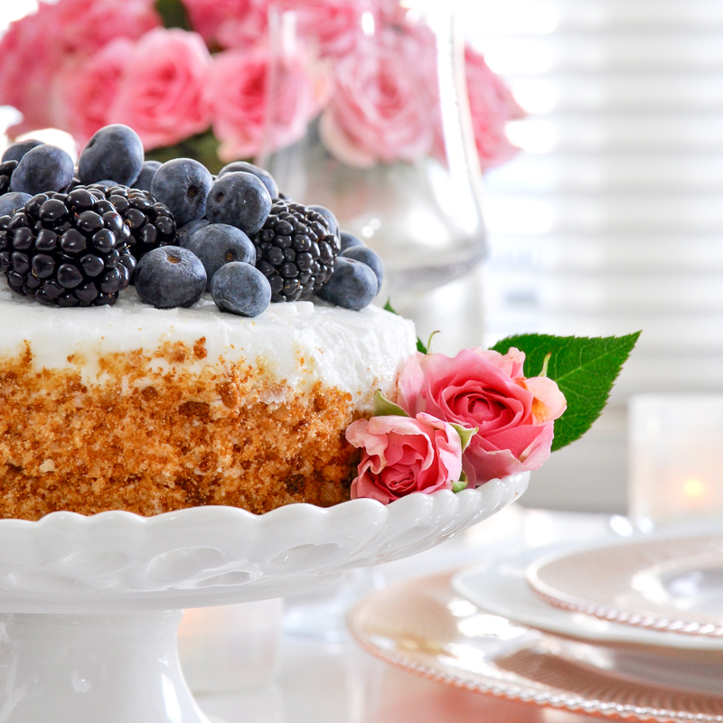 Valentines Day cake with berries