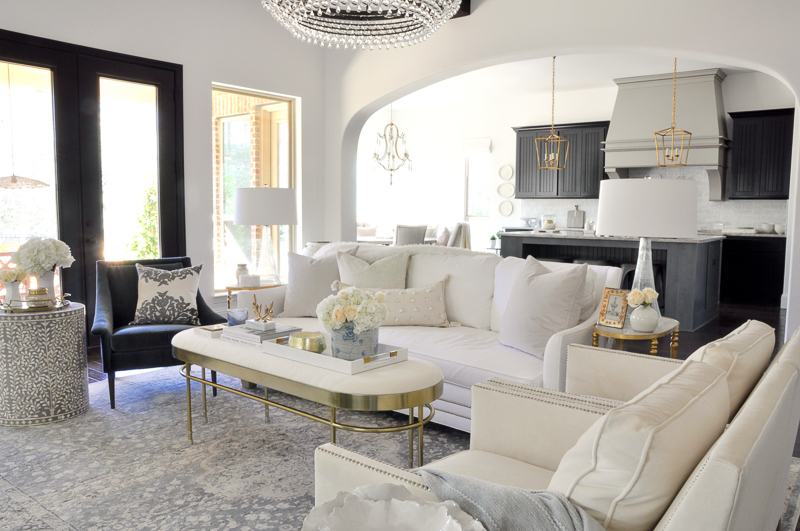 beautiful and bright blue white living room