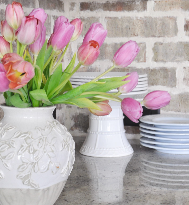 gorgeous pink tulips in an inviting home