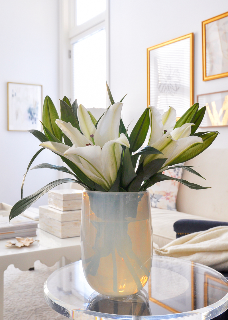 simple easter lilies arrangement