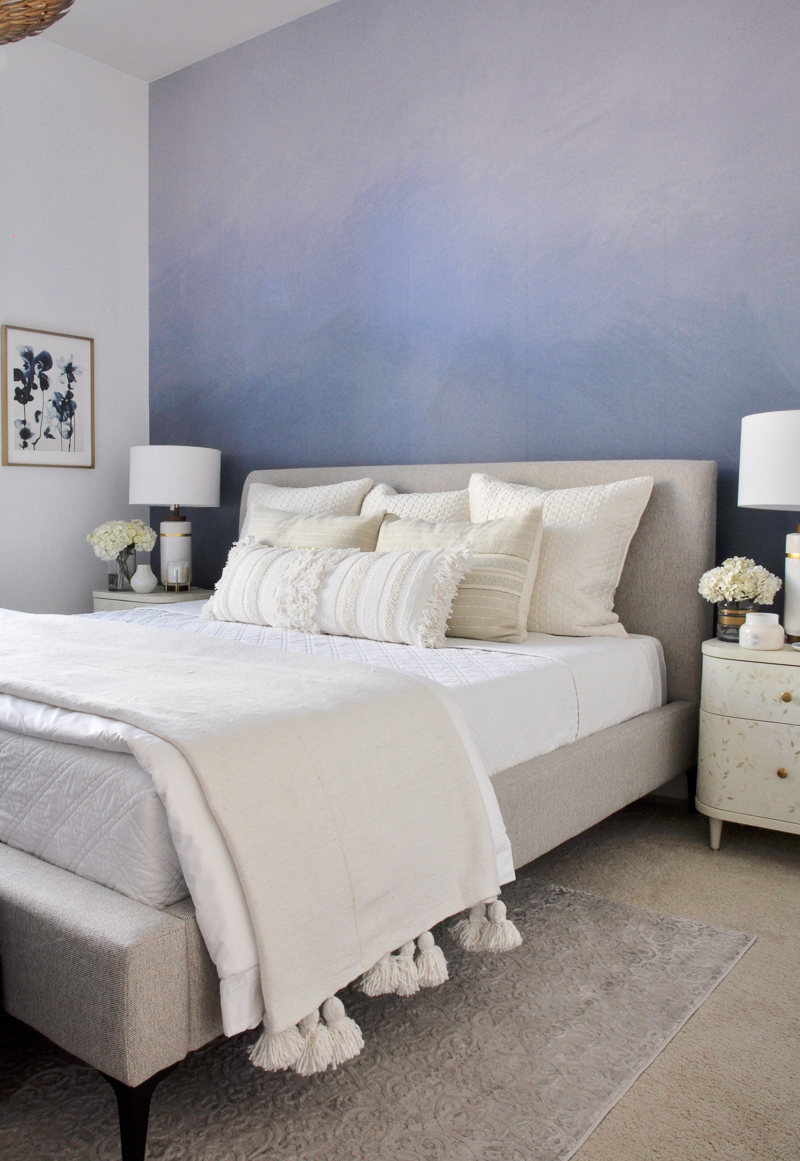 beautiful neutral bed and bedding