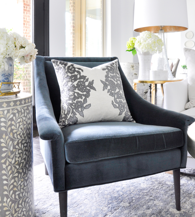 gorgeous blue velvet living room chair