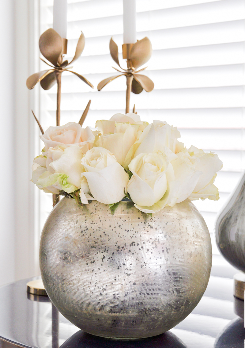 gorgeous roses in a round vase