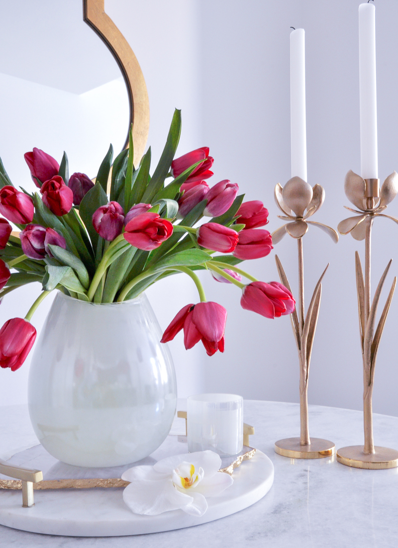 simple easter tulip arrangement 