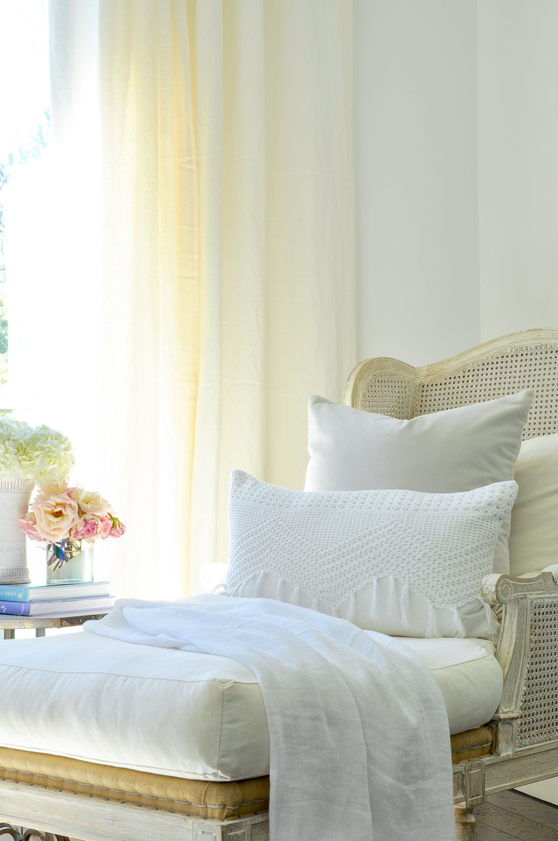 beautiful bedroom corner with chaise lounge