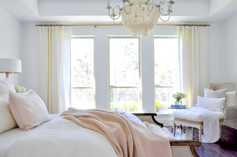 beautiful white and blush bedroom