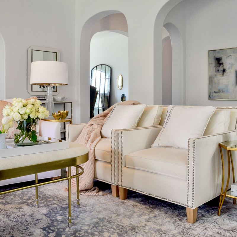 blush accents living room