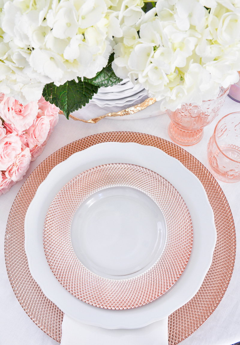 blush dishes and glasses