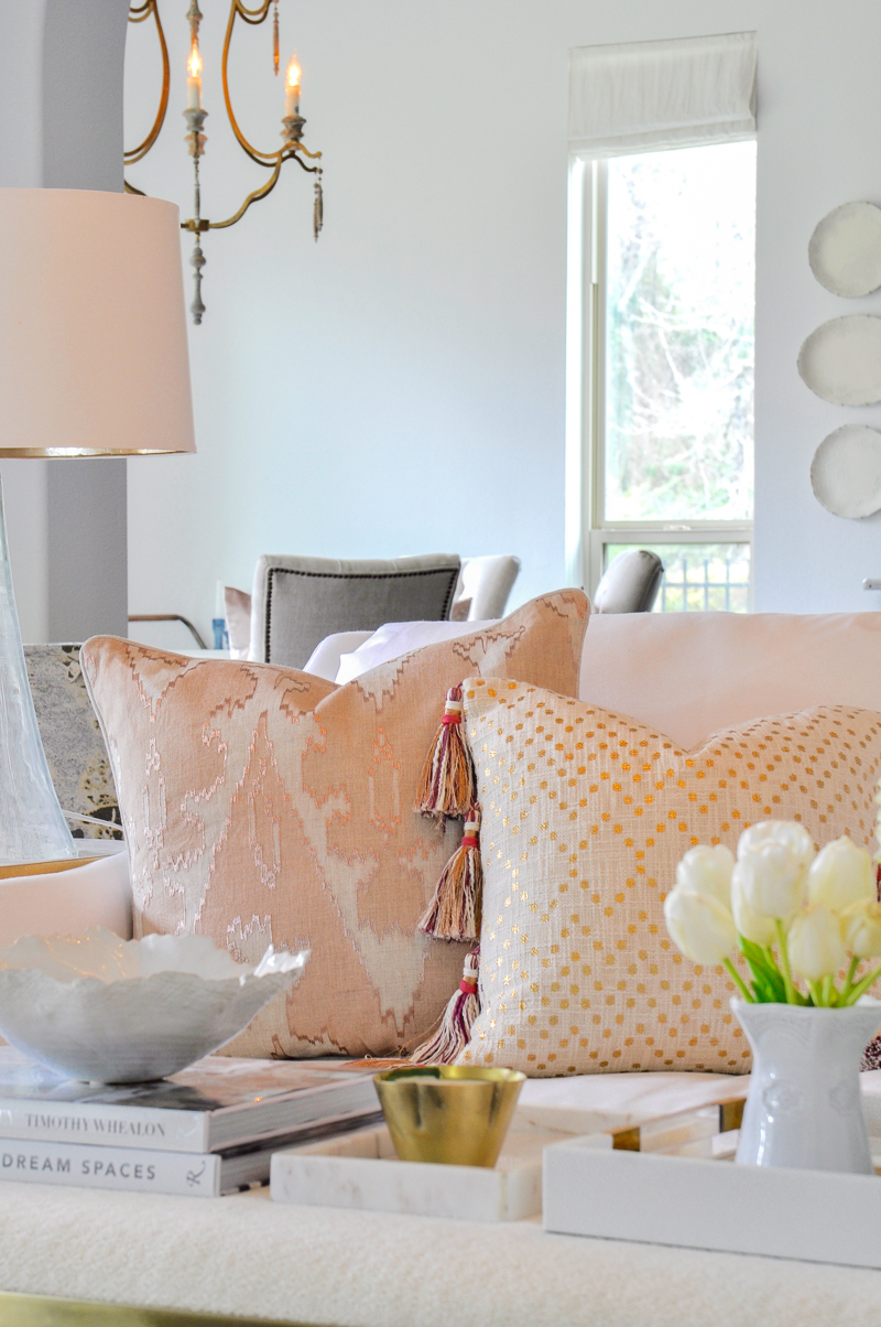 blush living room throw pillows