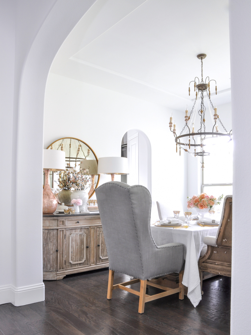 dining room with spring decor