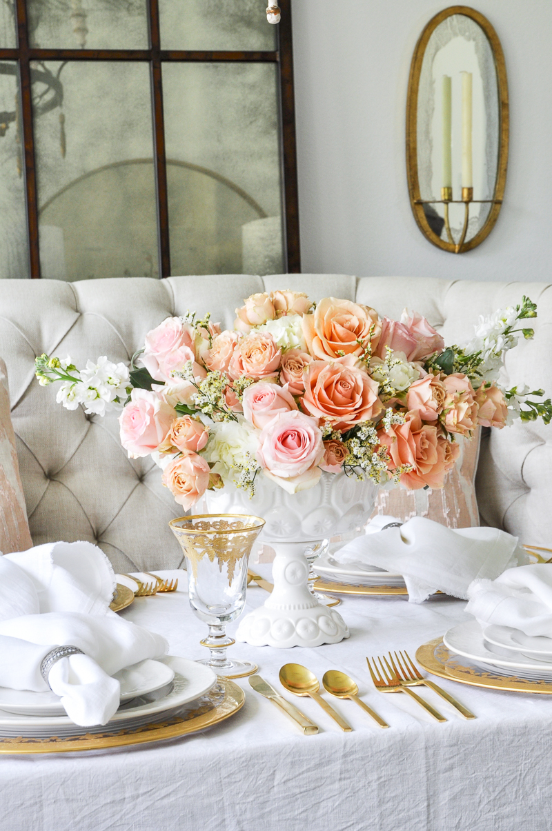 elegant spring dining room beautiful floral centerpiece