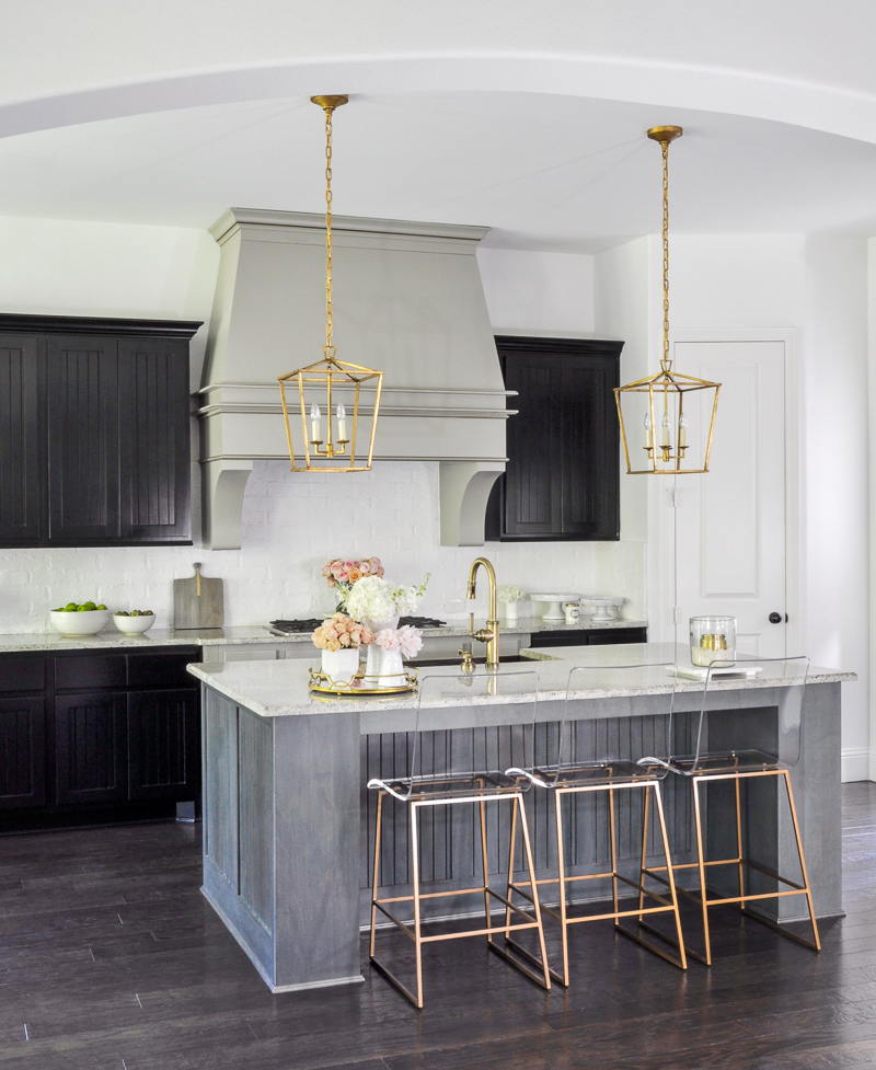 dramatic kitchen update with gold accents