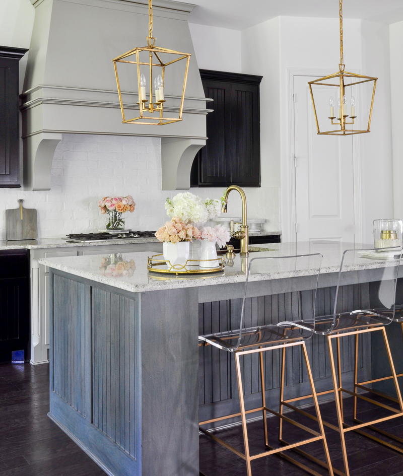 dramatic kitchen update with gold accents