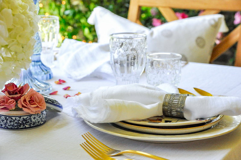 Beautiful dinnerware linen napkin glassware