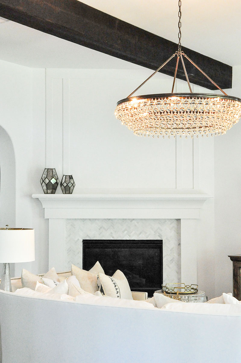 white fireplace surround