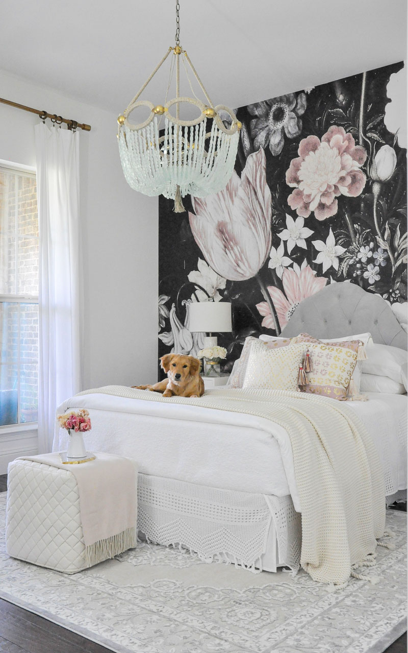beautiful bedroom dark floral wallpaper