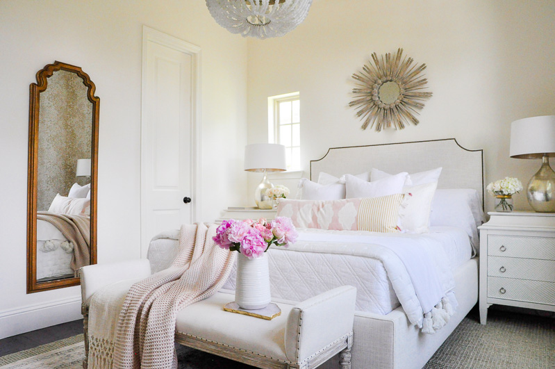White bedroom blush accents