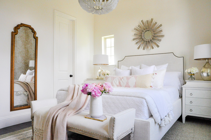 White bedroom blush accents 