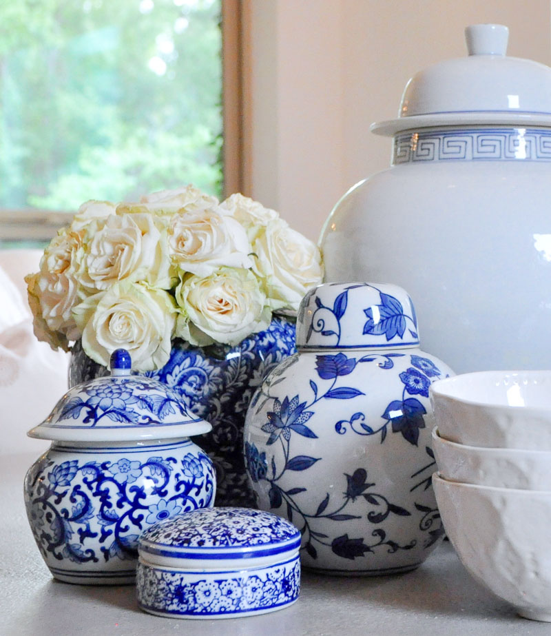 Collection blue white ginger jars