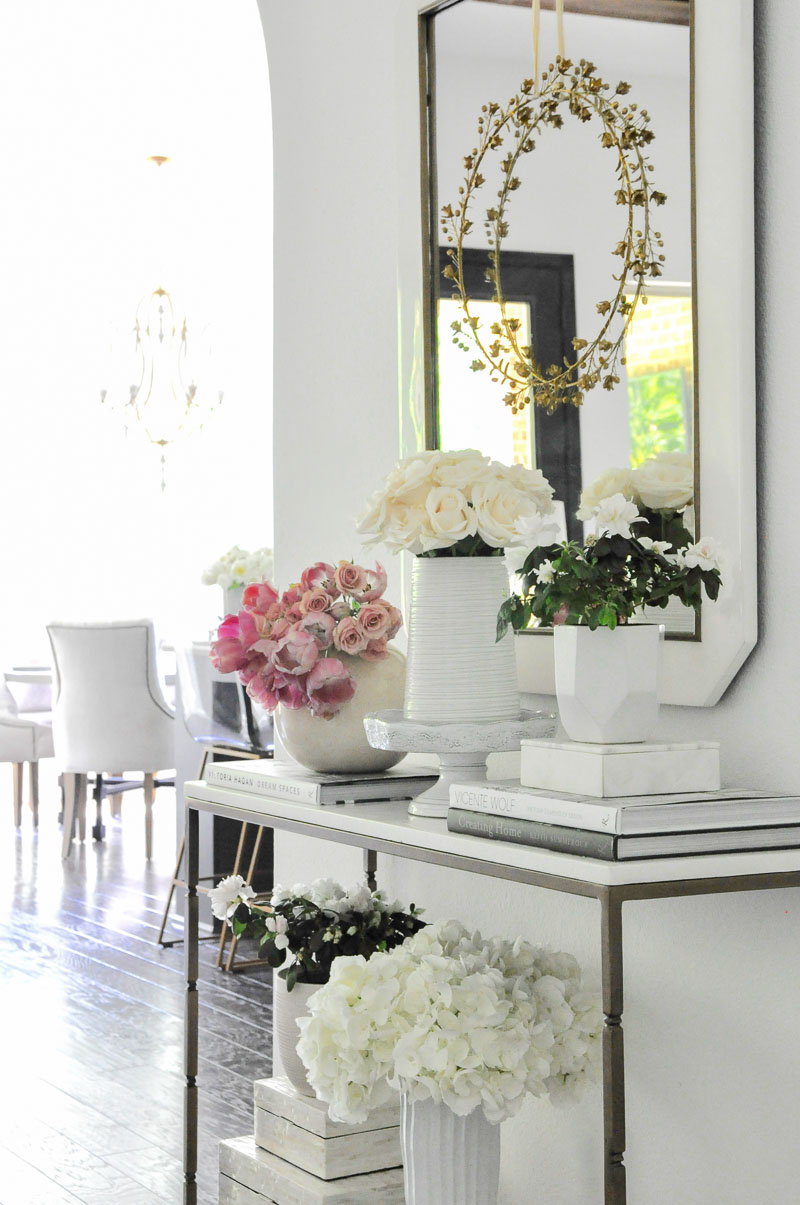 Elegant console styled white accessories 